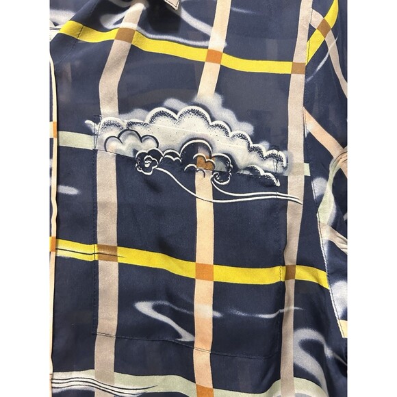ANTHROPOLOGIE Zooligst CHARLOTTE LINTON Smoke Signs Cloud Silk Blouse Size 10 - Picture 2 of 7